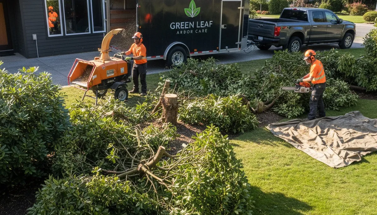 Professional shrub removal service clearing overgrown bushes in Spokane, WA residential yard