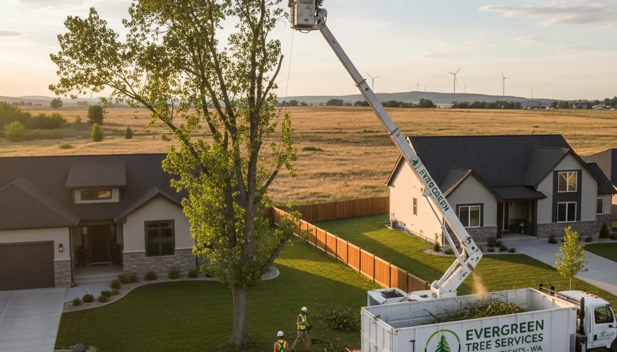 Professional tree removal service in Spokane WA safely cutting and clearing large oak tree