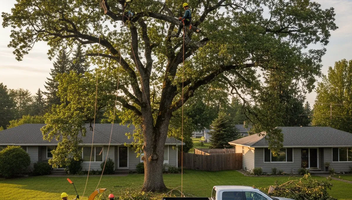 Professional tree removal service in Spokane WA safely cutting and clearing large yard trees